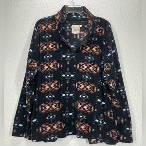 Cotton & Rye Fleece Jacket 1/4 Zip w/ Pockets Aztec Western WOMENS EXTRA LARGE